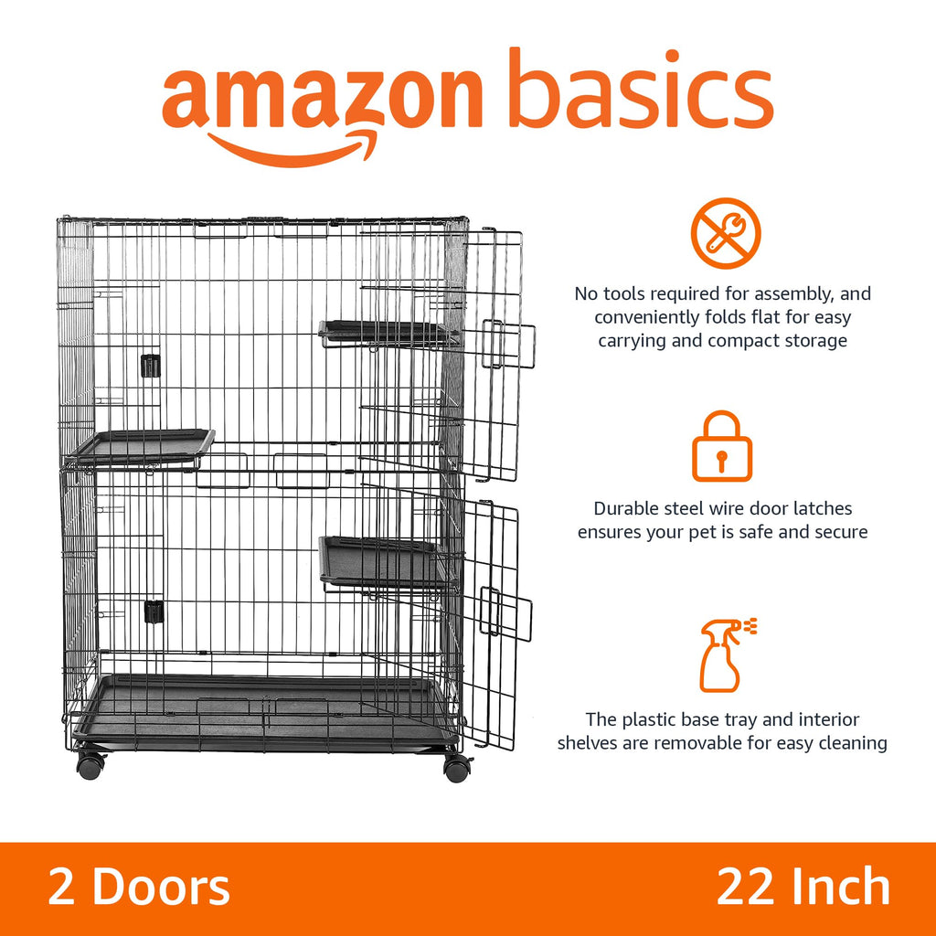Large 3-Tier Cat Cage Playpen with Removable Tray, Black Z86629