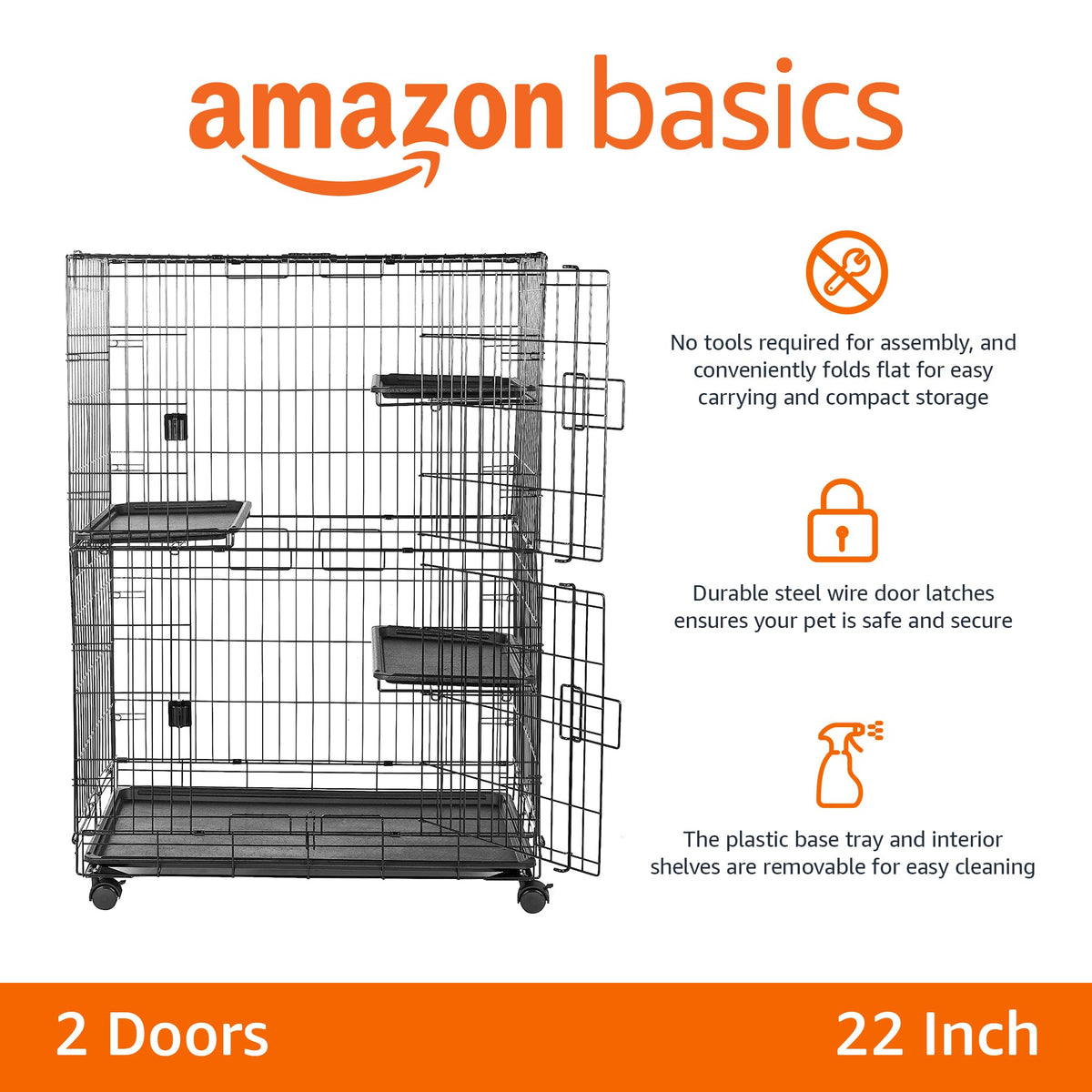 Large 3-Tier Cat Cage Playpen with Removable Tray, Black Z86629