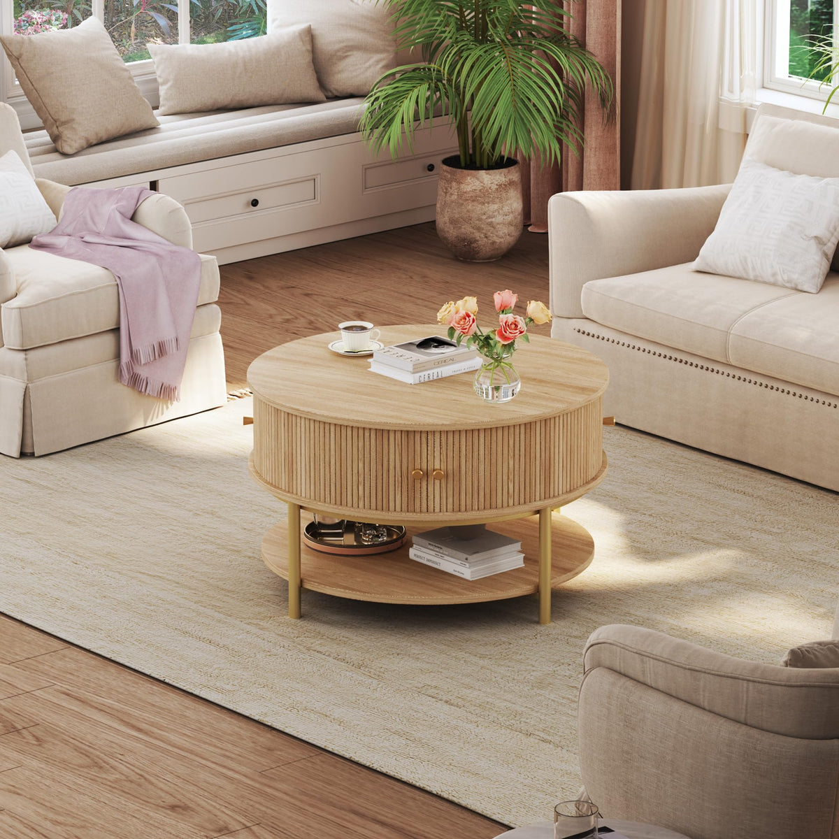 Round Coffee Table with Storage R804