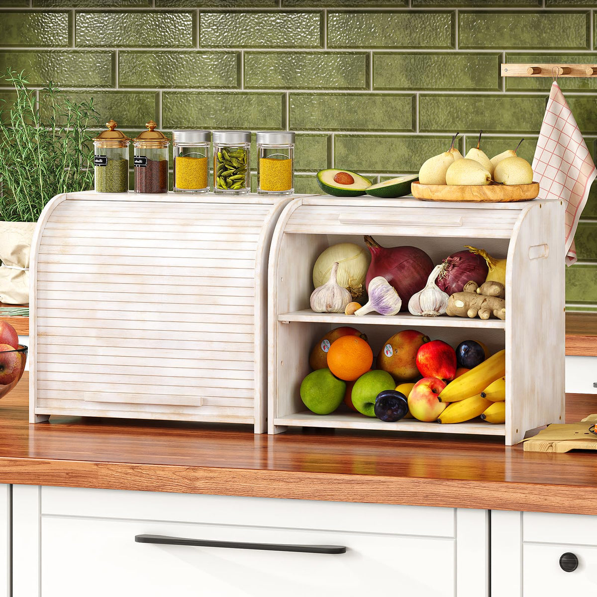 Bamboo Roll Top Bread Box O471