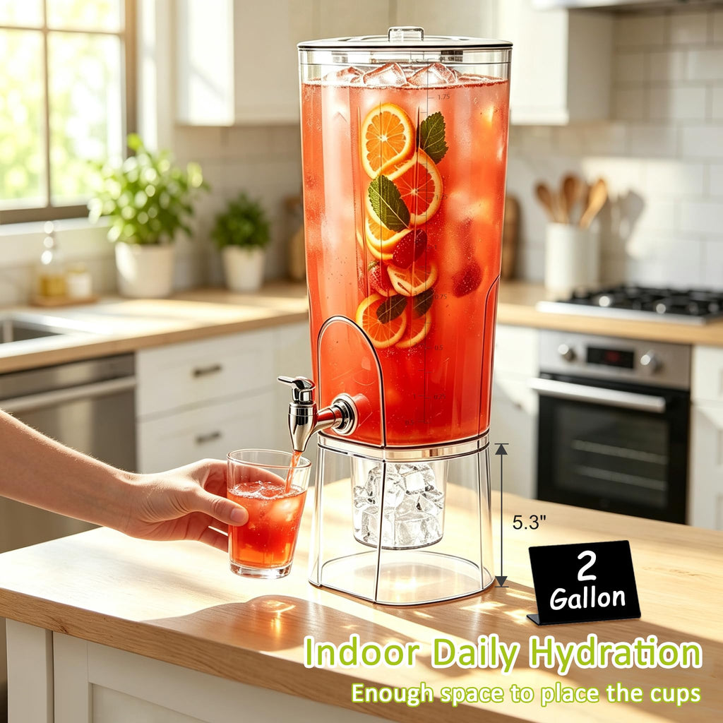 2 Gal Drink Dispensers with Stand & Fruit Infuser Q9077