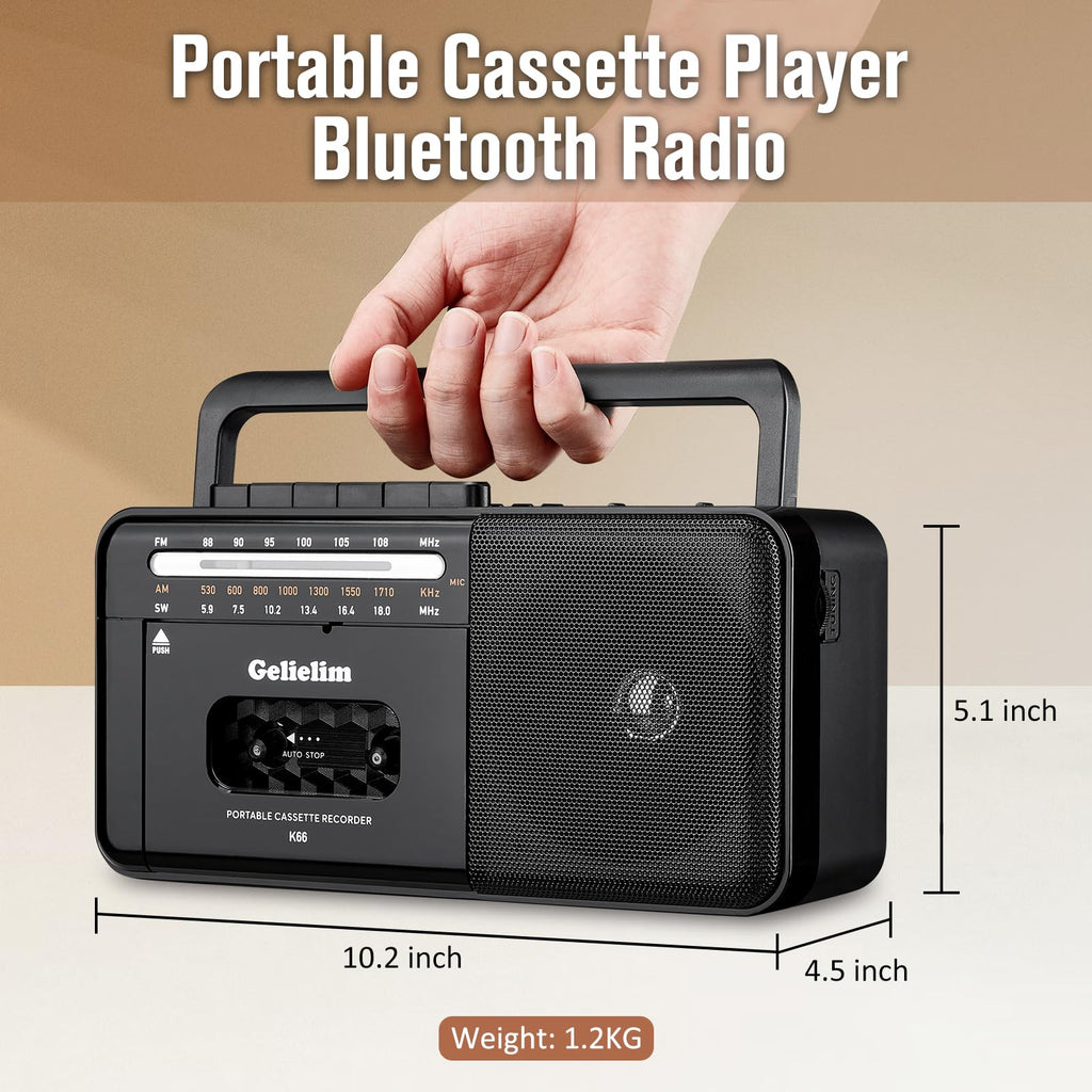Cassette Tape Player Bluetooth Boombox AM/FM/SW Radio Stereo B871