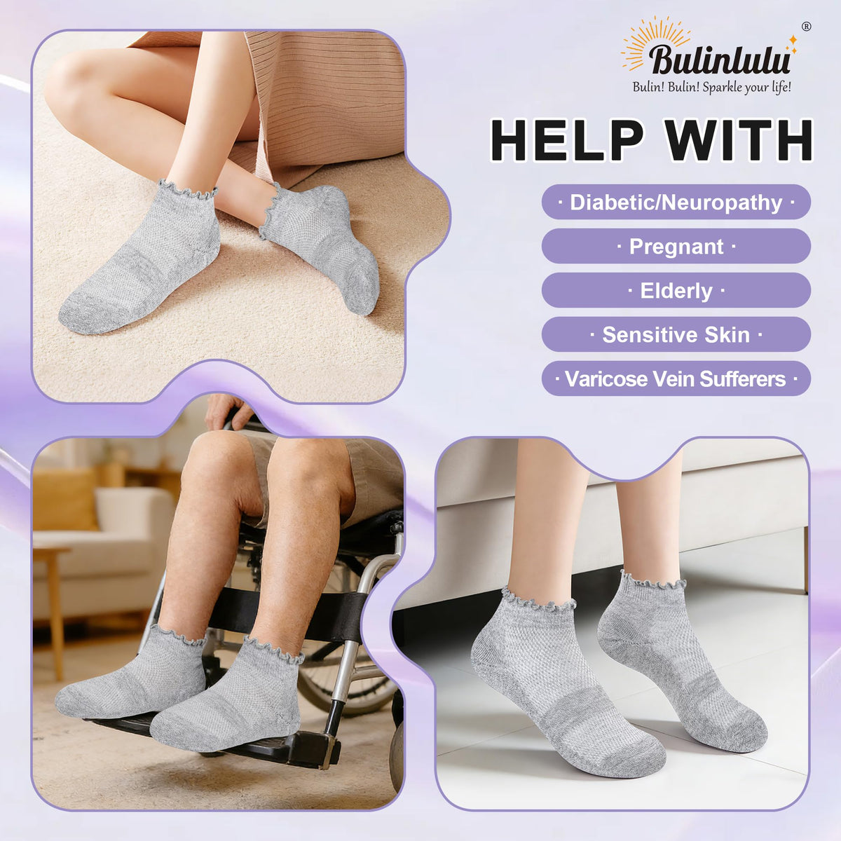 6 Pairs Low Cut Non Binding Diabetic Ankle Socks N739151