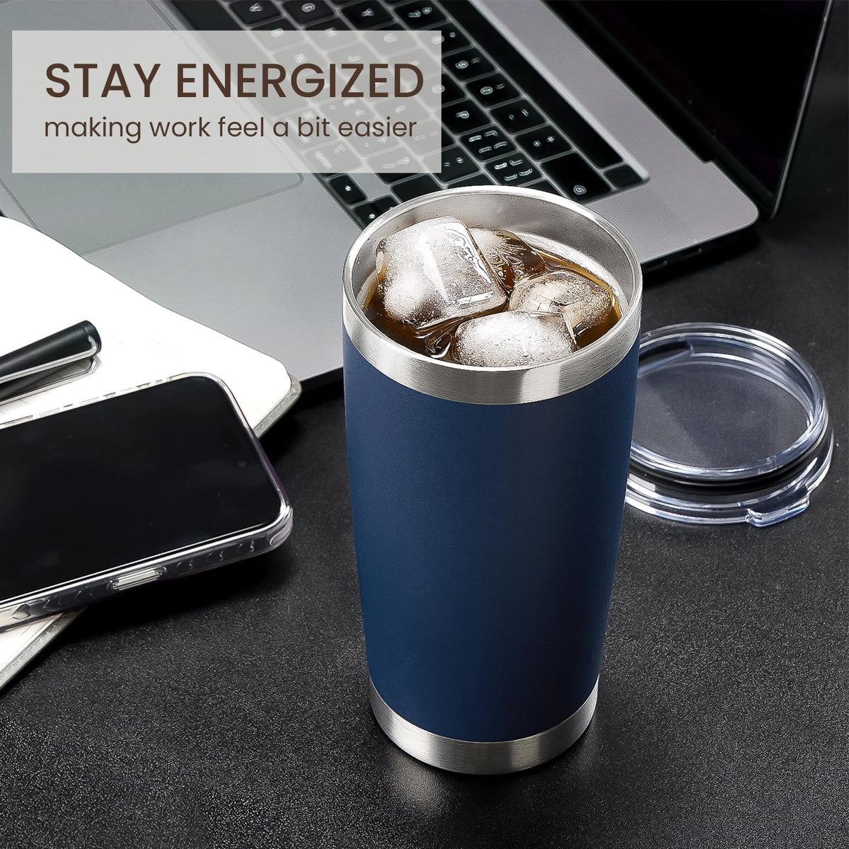 20oz Stainless Steel Insulated Tumbler with Lid and Straw Q85374