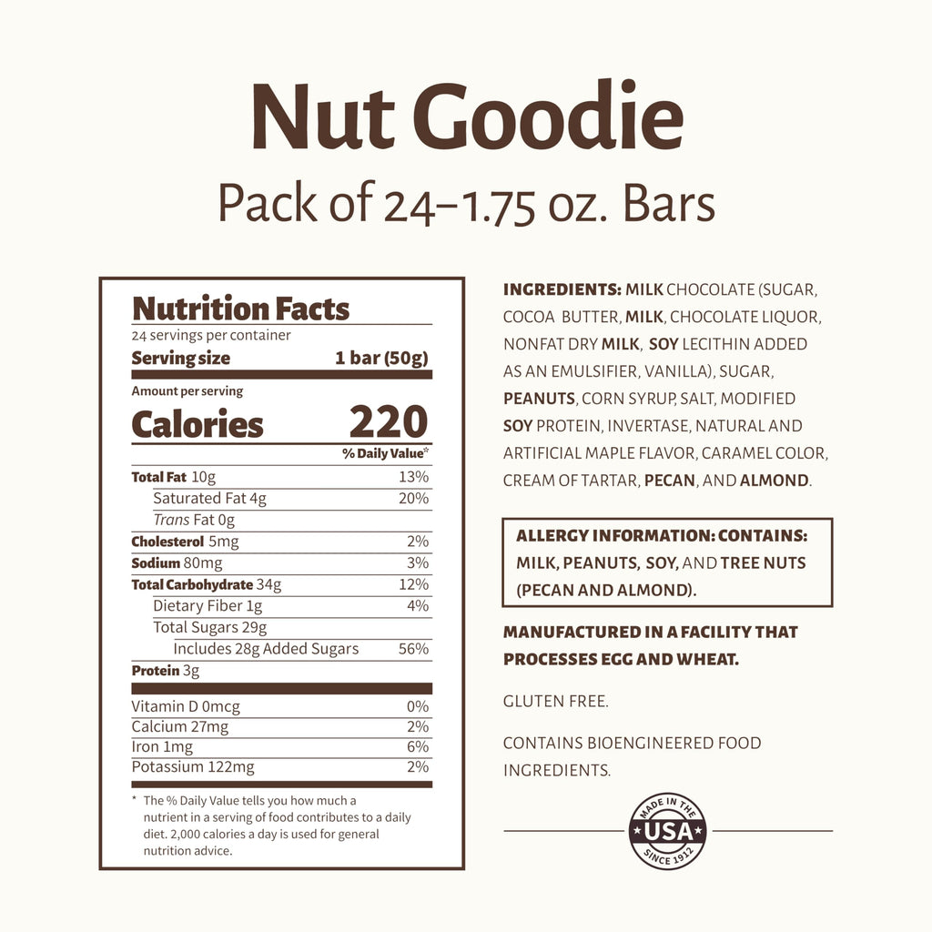 Roasted Peanuts Milk Chocolate Maple Nougat Cluster Bar Pack of 24 I52125