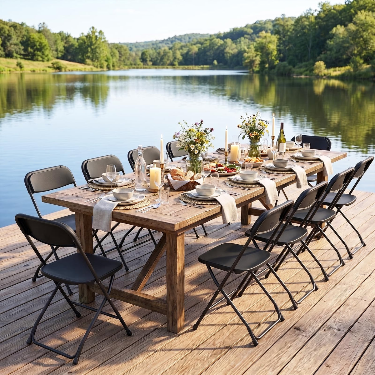 10 Pack Lightweight Stackable Plastic Folding Chairs with Steel Frame U45267