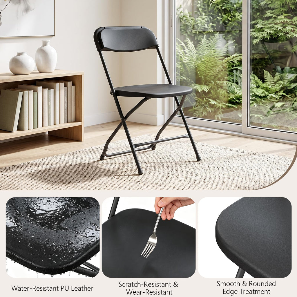 10 Pack Lightweight Stackable Plastic Folding Chairs with Steel Frame U45267