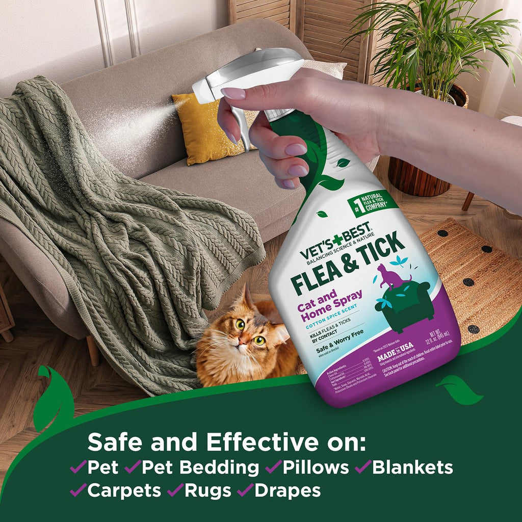 Flea & Tick Indoor Home Spray for Cats 32 oz N8303