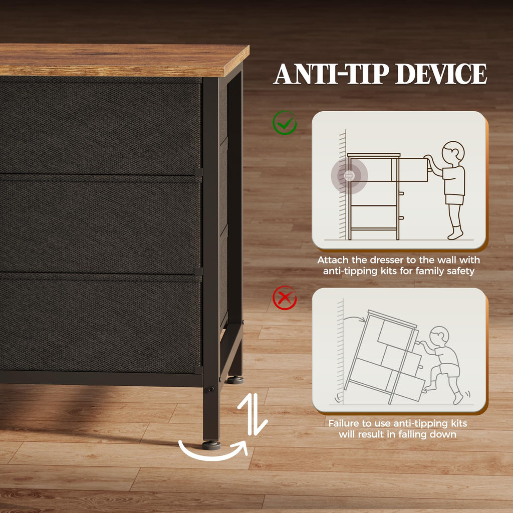 63 Inch Dresser with 10 Fabric Drawers H959