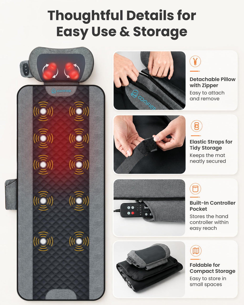 Full Body Vibration Massage Mat with Shiatsu Neck Pillow V8569