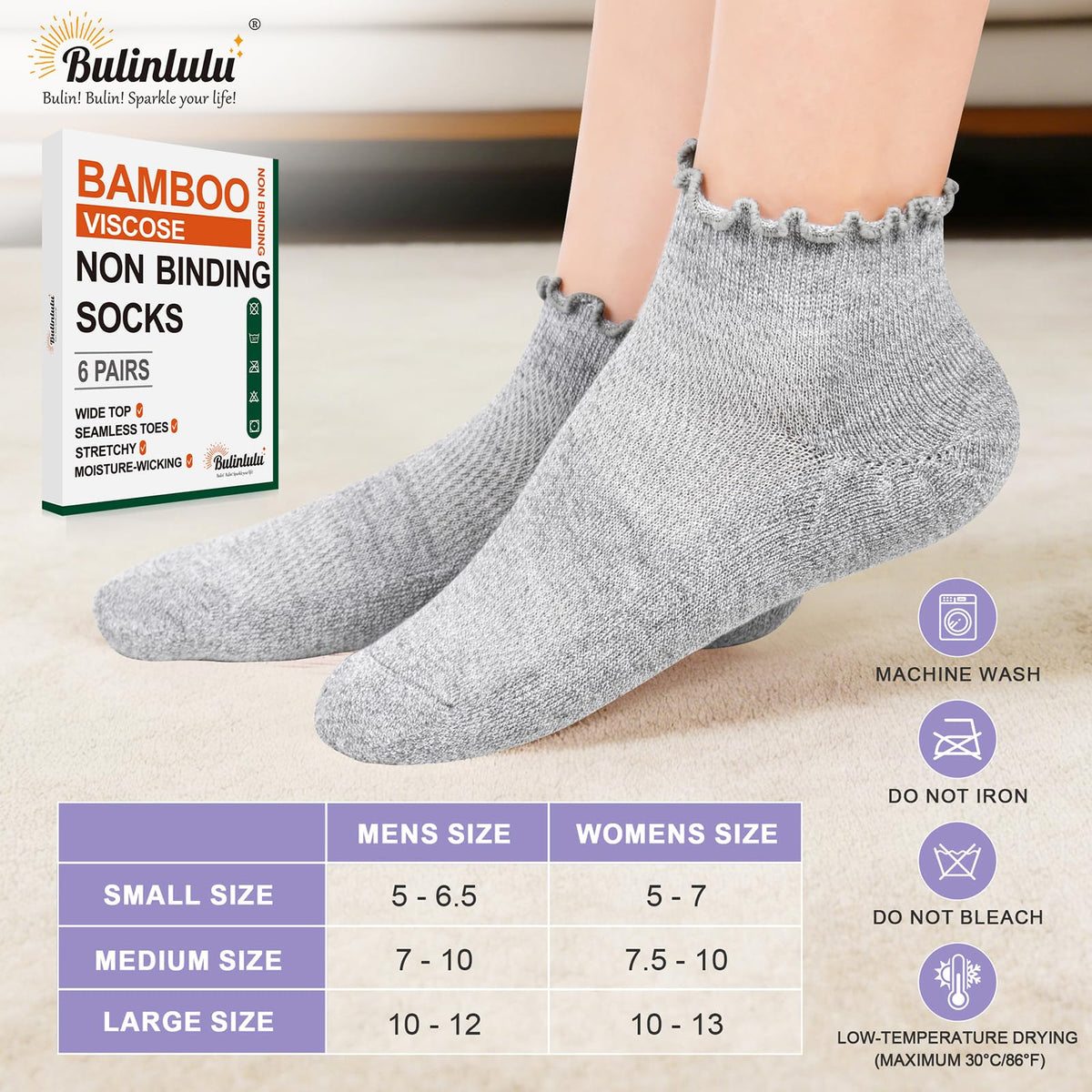 6 Pairs Low Cut Non Binding Diabetic Ankle Socks N739151