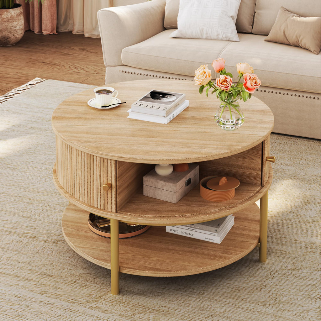 Round Coffee Table with Storage R804
