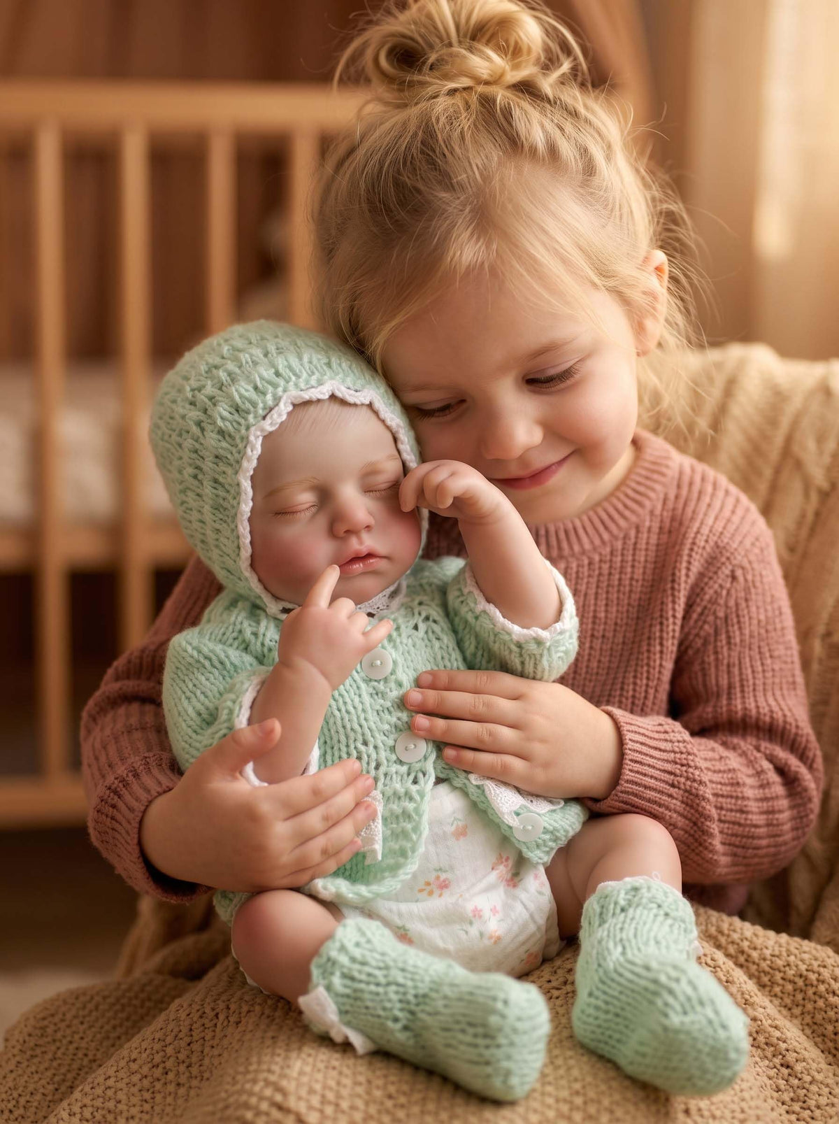 20-Inch Sleeping Reborn Baby Doll with Knitted Hat J599103