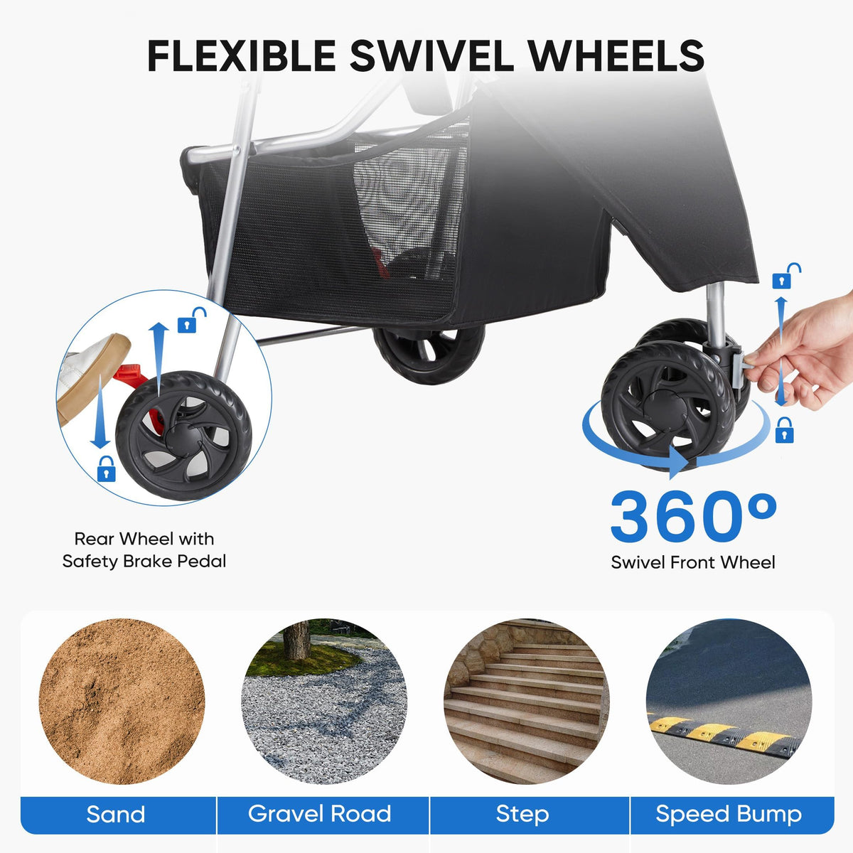 Foldable 3 Wheel Pet Stroller V78299