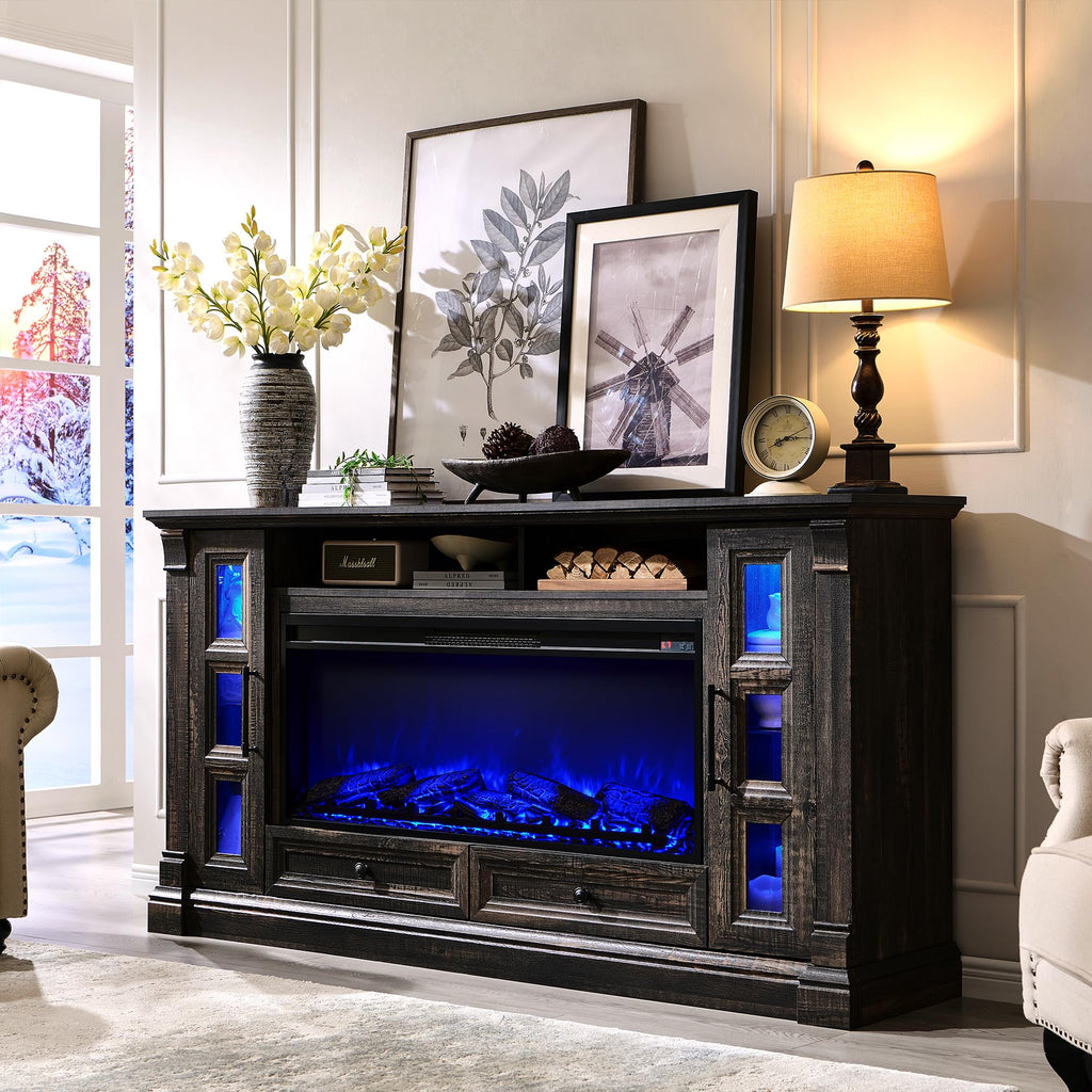 70" TV Stand with Electric Fireplace U918