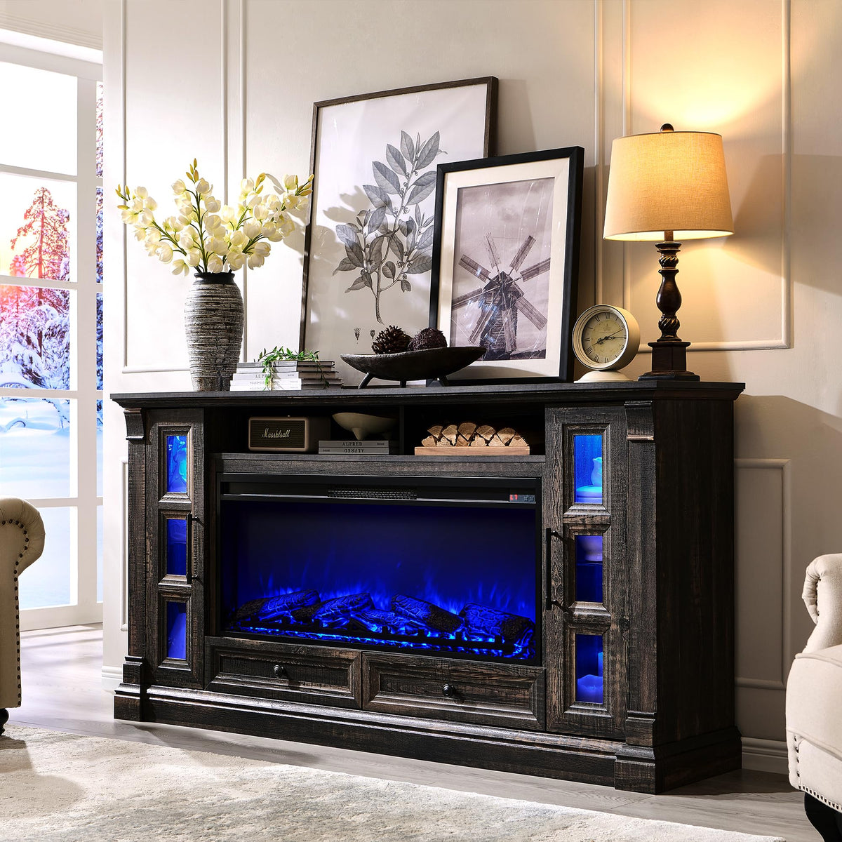 70" TV Stand with Electric Fireplace U918