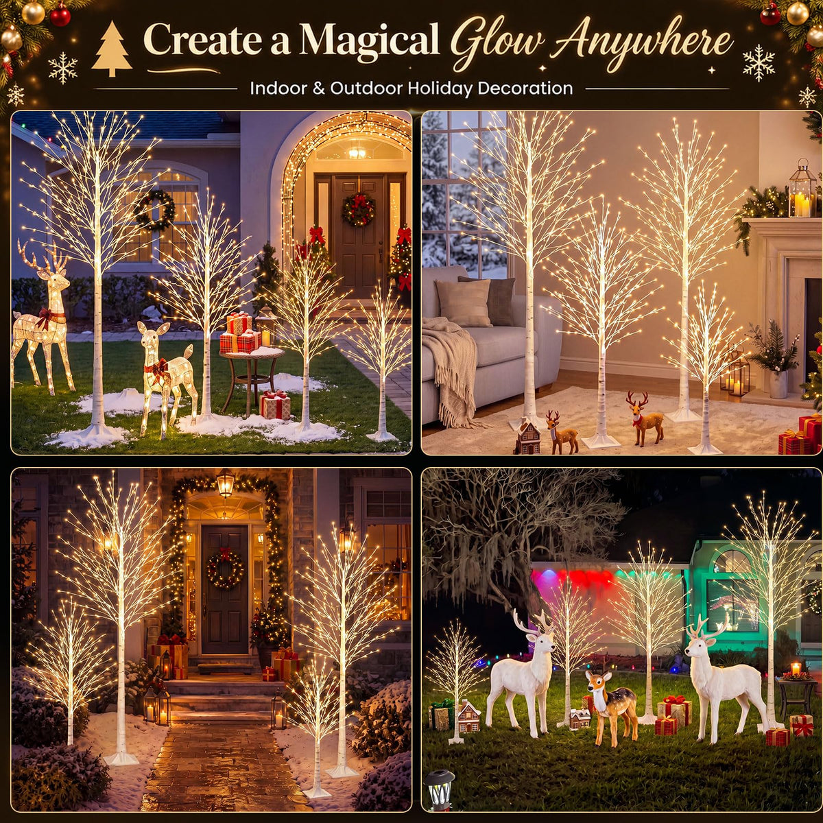 4 Pack Lighted Birch Tree Y597