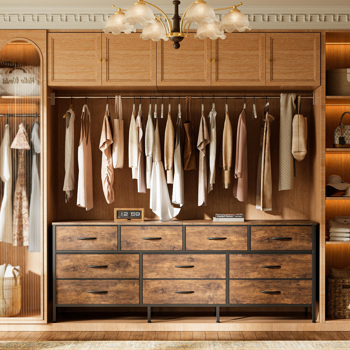 63 Inch Dresser with 10 Fabric Drawers H959