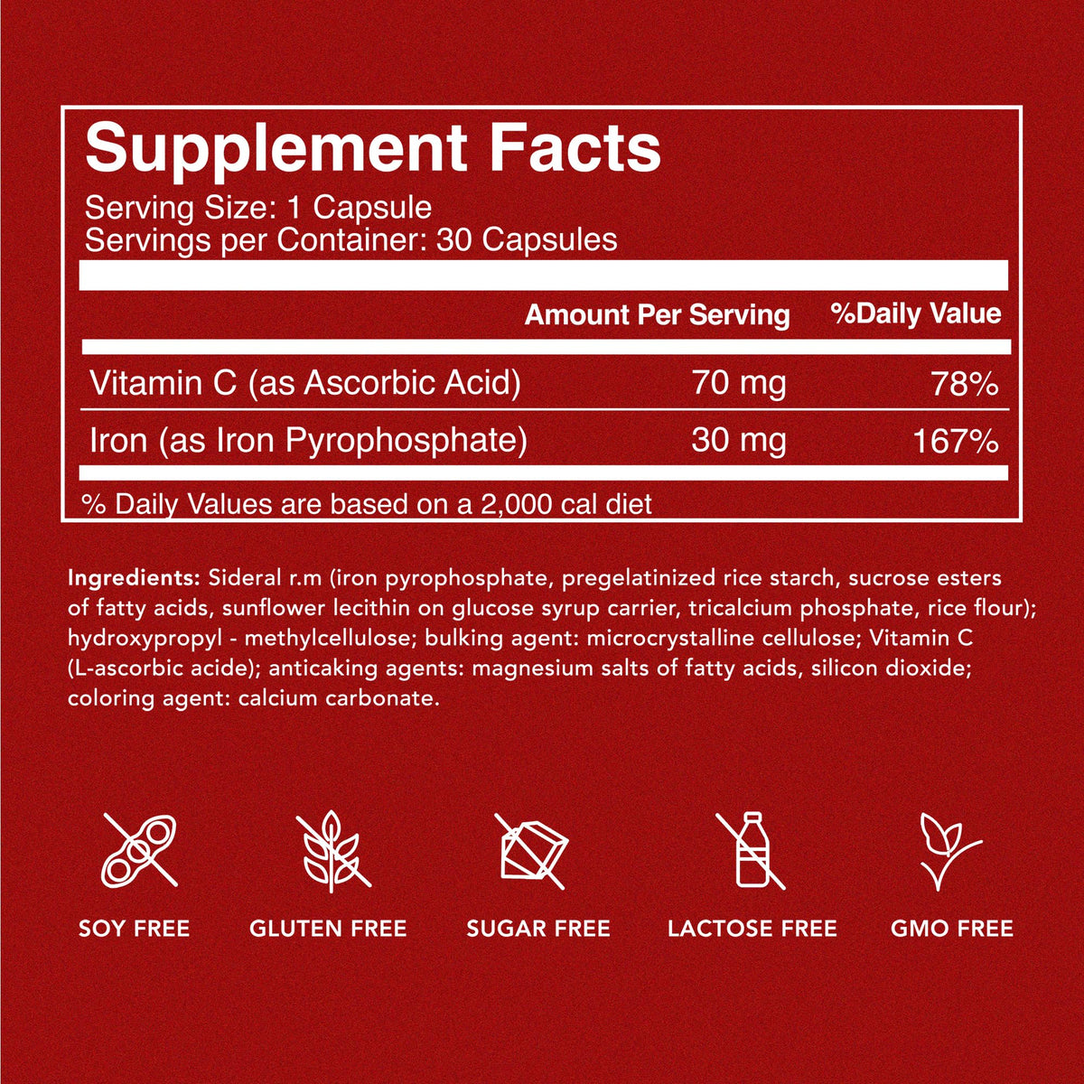 Iron Supplement with Vitamin C, 30ct D1009