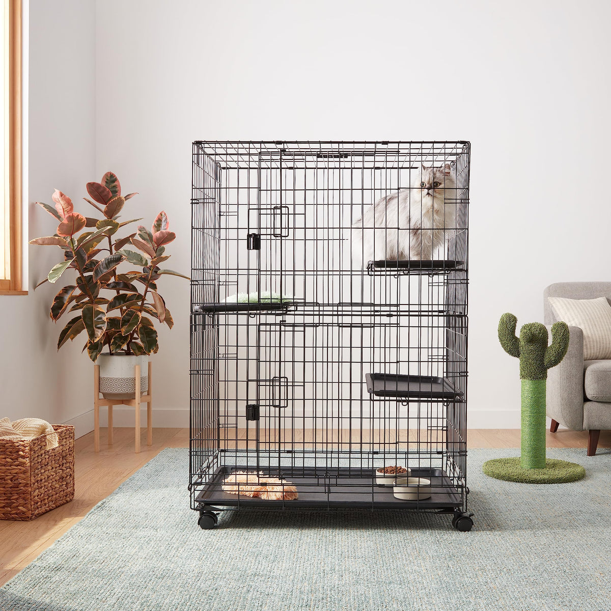 Large 3-Tier Cat Cage Playpen with Removable Tray, Black Z86629